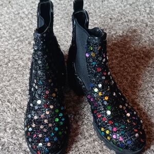 Betsey Johnson Rowann Black Sequin Boots